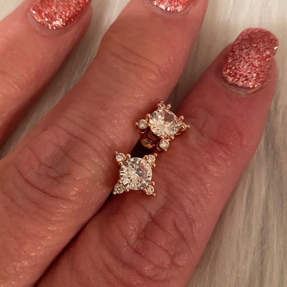 Rose Gold Plated CZ Earrings - Picture 3 of 5